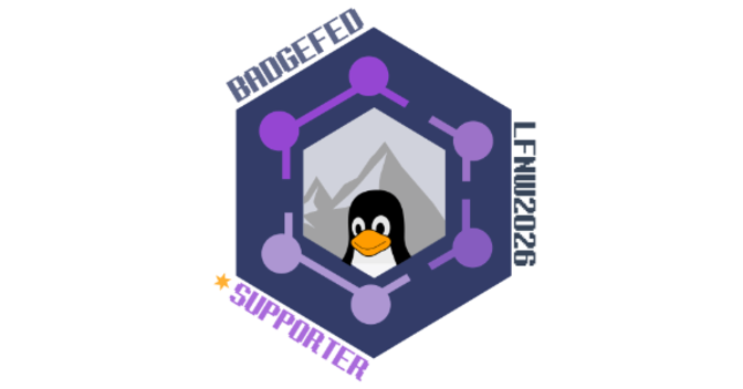 BadgeFed @ LFNW 2026 · Supporter was issued by BadgeFed to Maho Pacheco